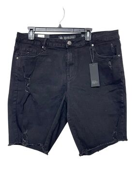 NEW Chic Denim Harley High Rise Black Distressed Denim Shorts